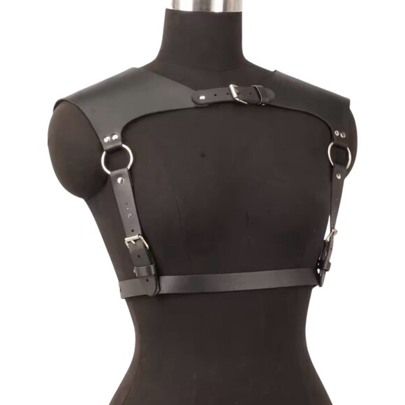 Women Fashion Belt PU Leather Body Shoulder Armor Chest Harness - Picture 2 of 4